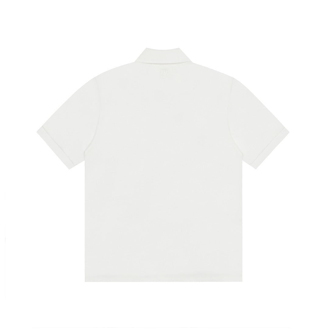 AMI PARIS FULL WHITE POLO T-SHIRT