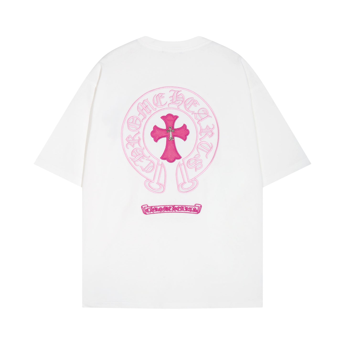 CHROME HEARTS PINK CROSS WHITE T-SHIRT