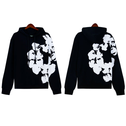 DENIM TEARS BLACK HOODIE BIG COTTON WREATH