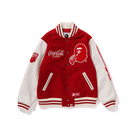 BAPE X COCACOLA RED VARSITY JACEKET