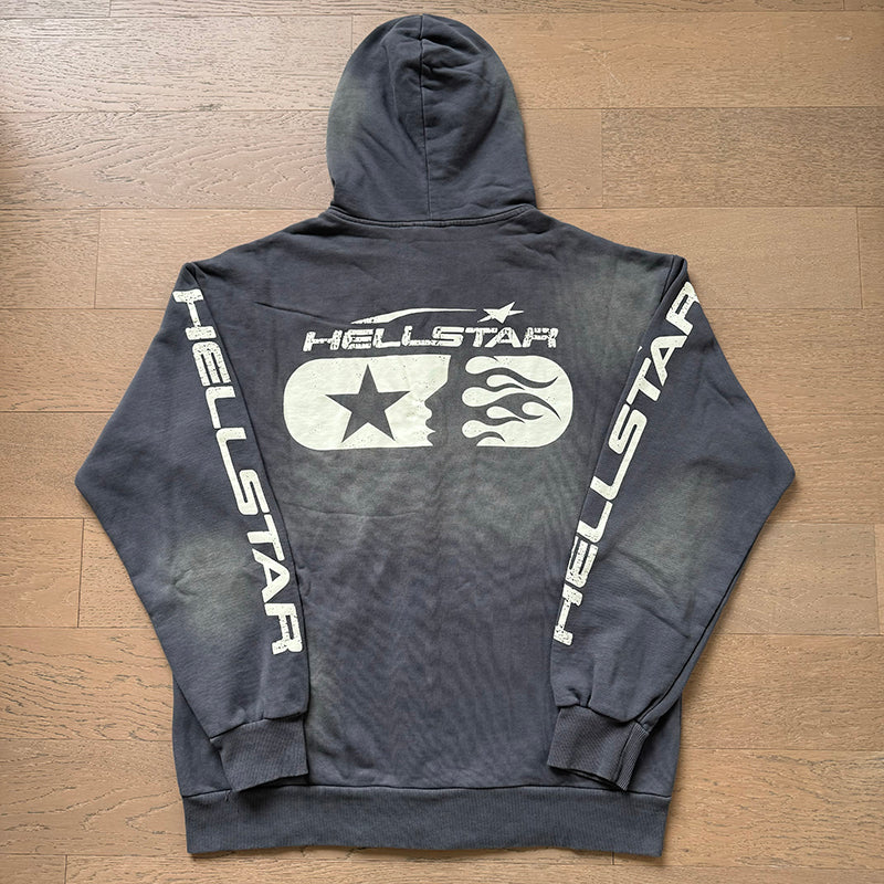 HELLSTAR STUDIOS ZIP HOODIE WASHED GREY