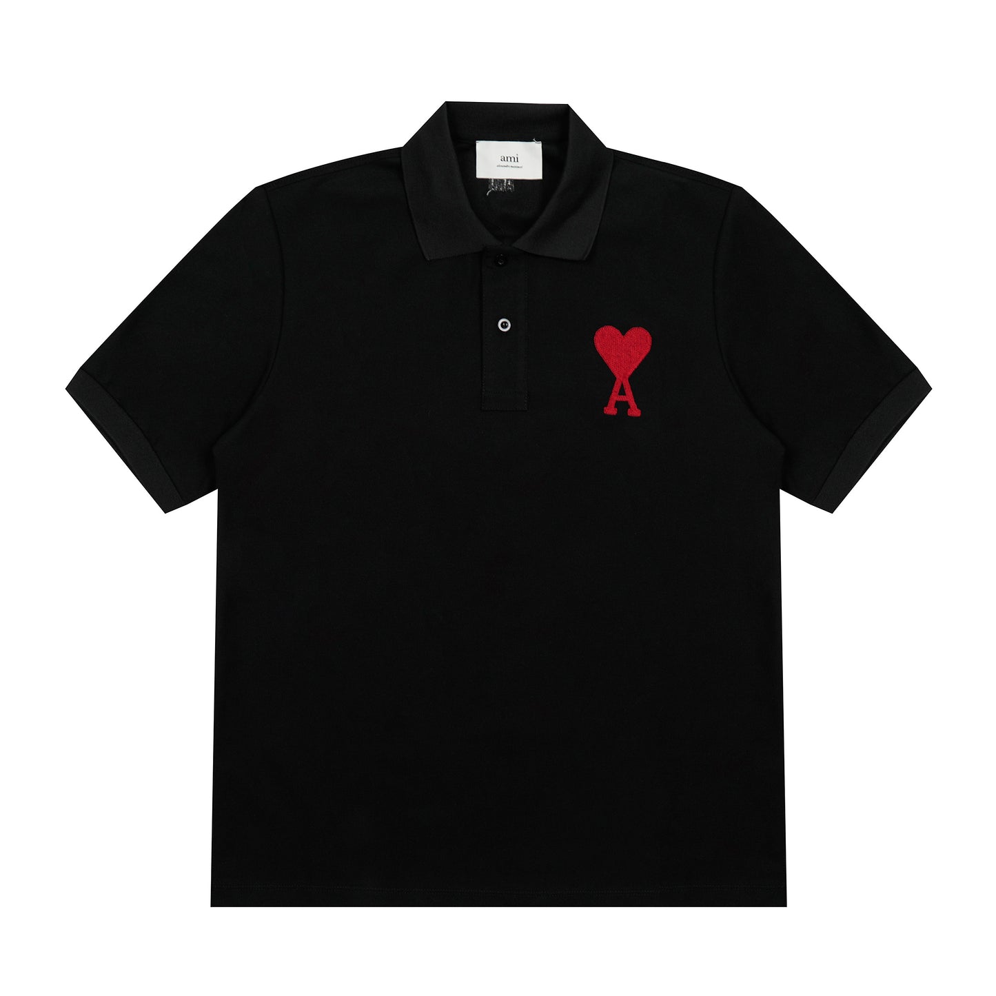 AMI PARIS BLACK AND RED POLO T-SHIRT