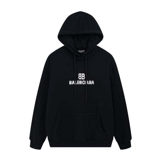 BALENCIAGA BLACK HOODIE PIXEL LOGO