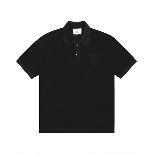 AMI PARIS FULL BLACK POLO T-SHIRT