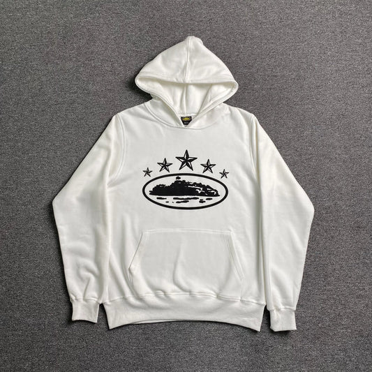 CORTEIZ ALCATRAZ 5 STARS WHITE HOODIE