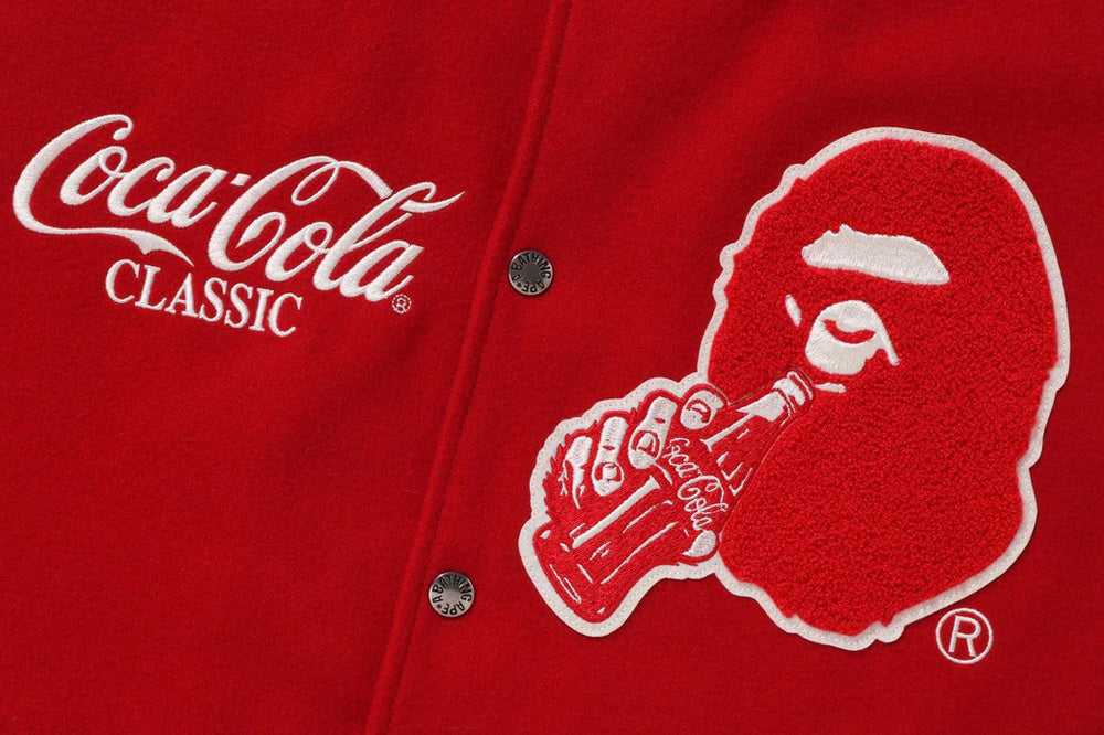 BAPE X COCACOLA RED VARSITY JACEKET