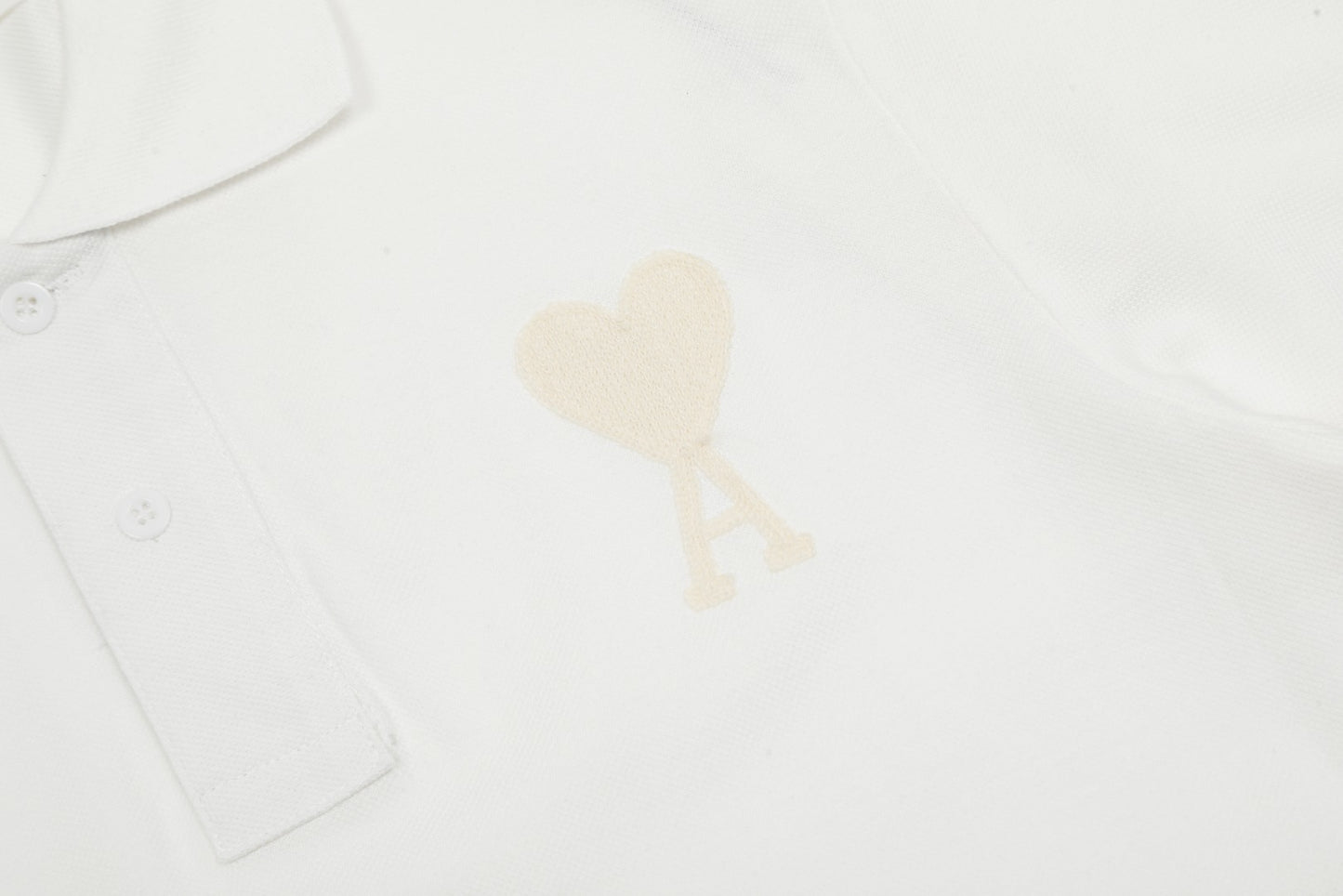 AMI PARIS FULL WHITE POLO T-SHIRT