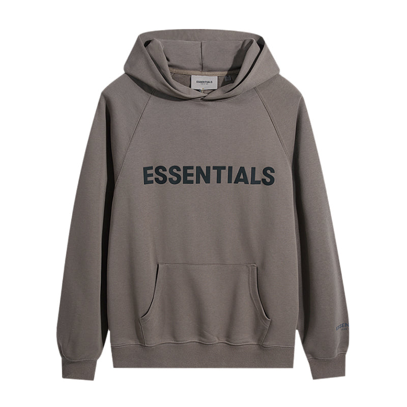 FEAR OF GODS ESSENTIALS APPLIQUE LOGO BROWN HOODIE