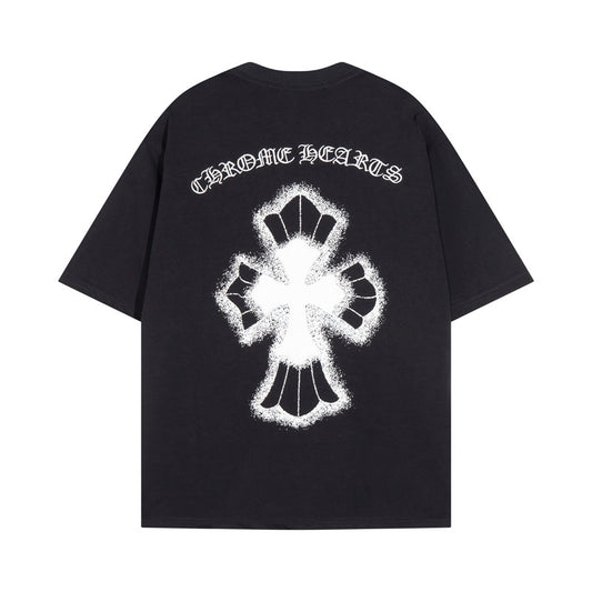 CHROME HEARTS FADE LOGO BLACK T-SHIRT