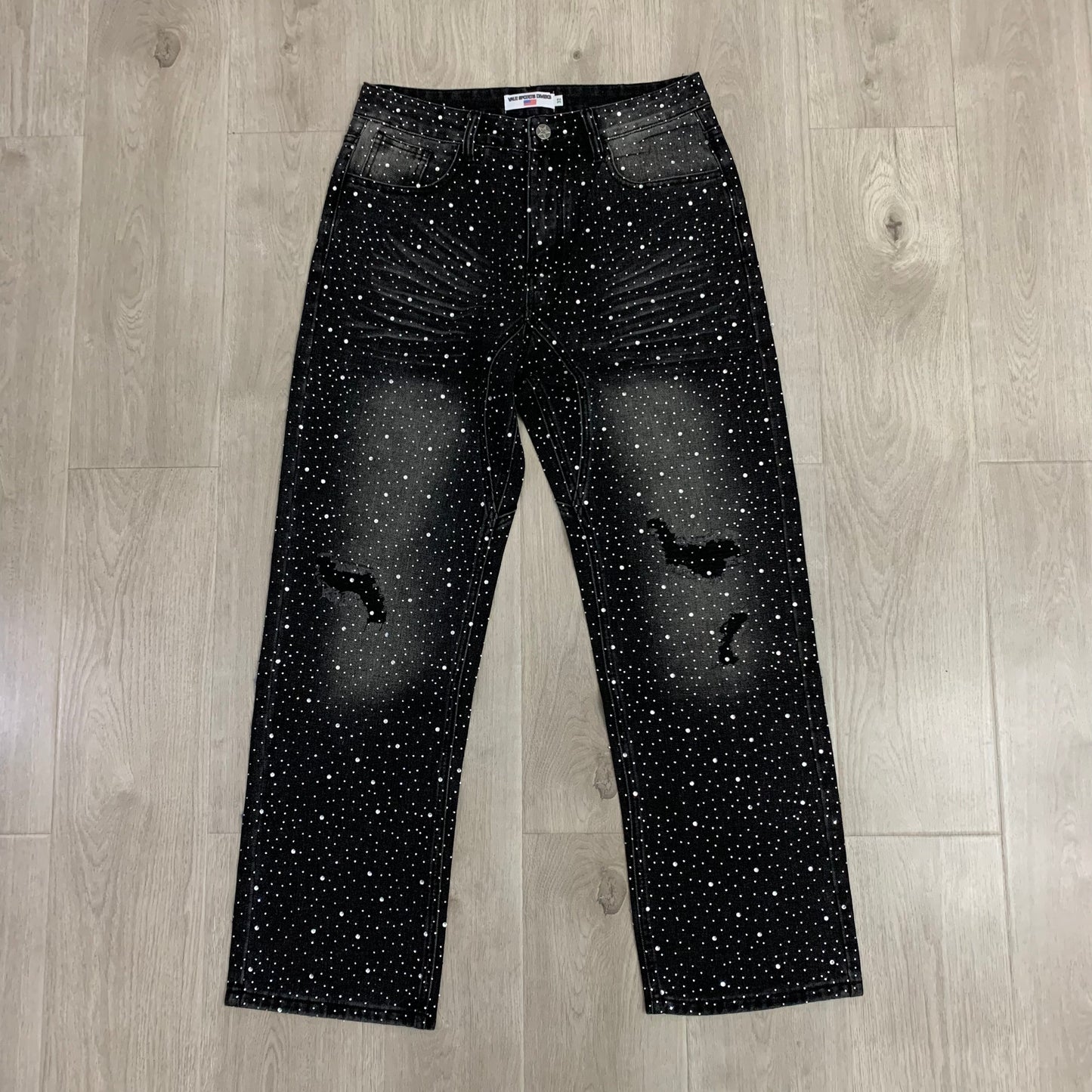 VALE FOREVER DENIM BLACK JEANS FULL RHINESTONE