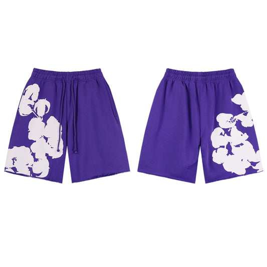 DENIM TEARS PURPLE SHORTS BIG COTTON WREATH