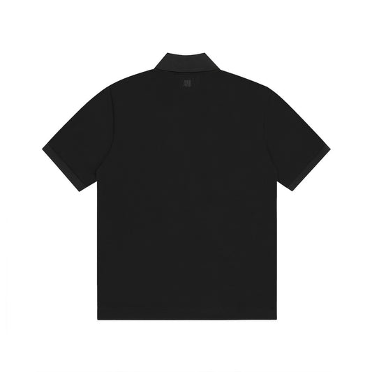 AMI PARIS FULL BLACK POLO T-SHIRT