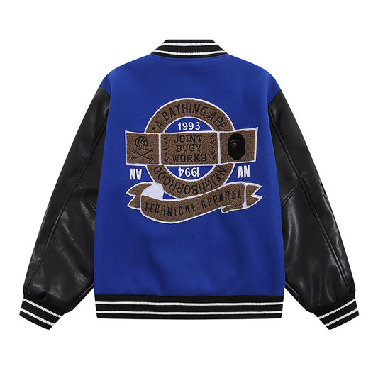 BAPE X NEIGHBORHOOD BLUE VARSITY JACKET