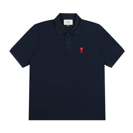 AMI PARIS BLUE AND RED POLO T-SHIRT