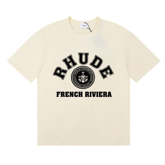 RHUDE FRENCH RIVIERA BEIGE T-SHIRT