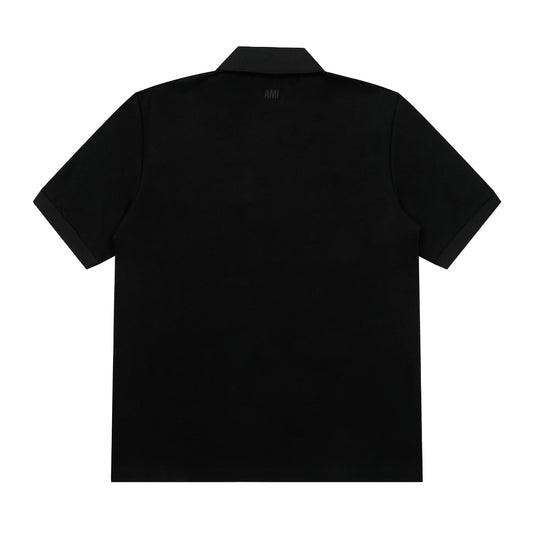 AMI PARIS BLACK AND RED POLO T-SHIRT