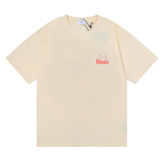RHUDE MONACO SAILBOAT BEIGE T-SHIRT