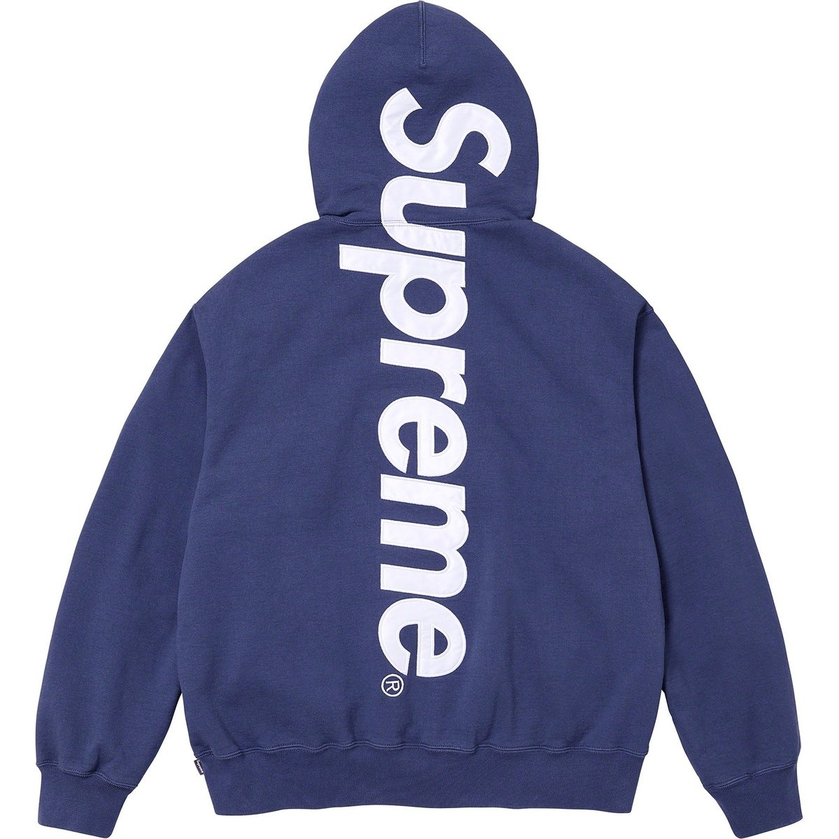 SUPREME SATIN APPLIQUE BLUE HOODIE