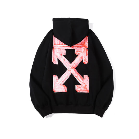 OFF WHITE ARROW RED AND BLACK HOODIE