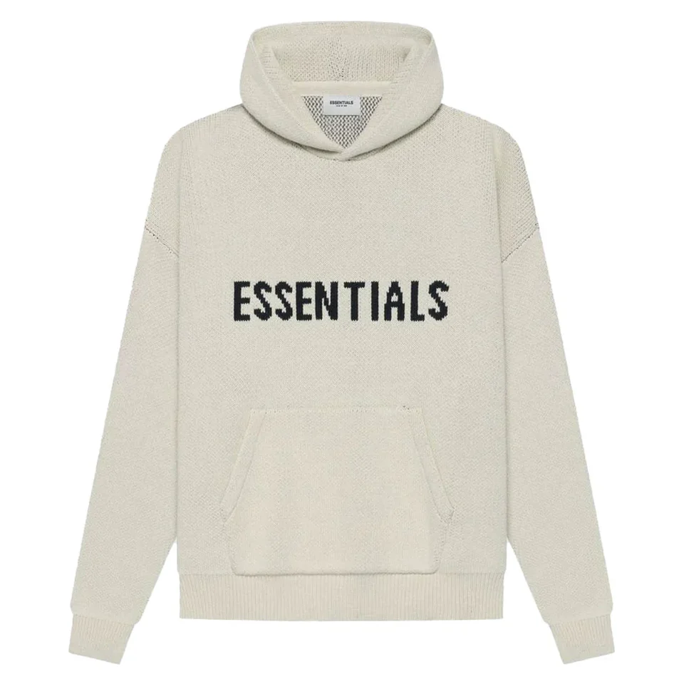 FEAR OF GODS ESSENTIALS KNIT PULLOVER BEIGE HOODIE