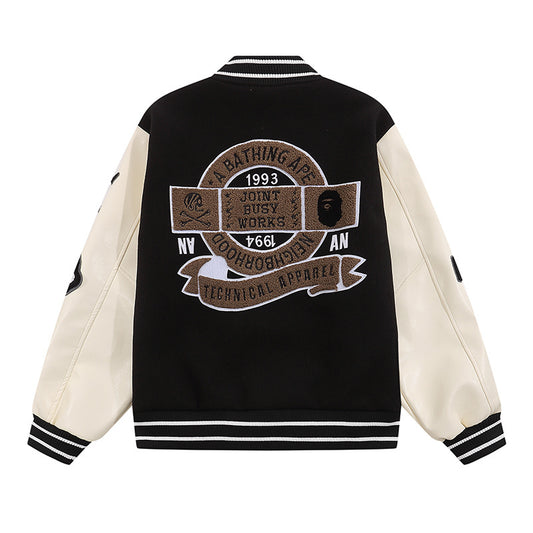 BAPE X NEIGHBORHOOD BLACK VARSITY JACKET