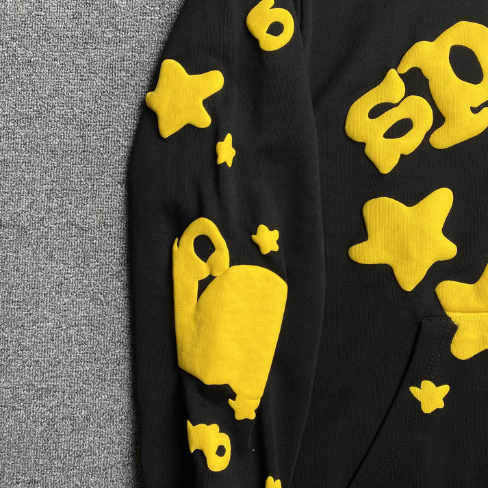 SP5DER BELUGA ONYX YELLOW HOODIE