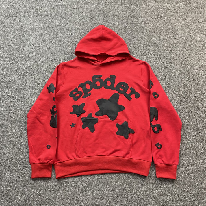 SP5DER BELUGA HEATHER RED HOODIE