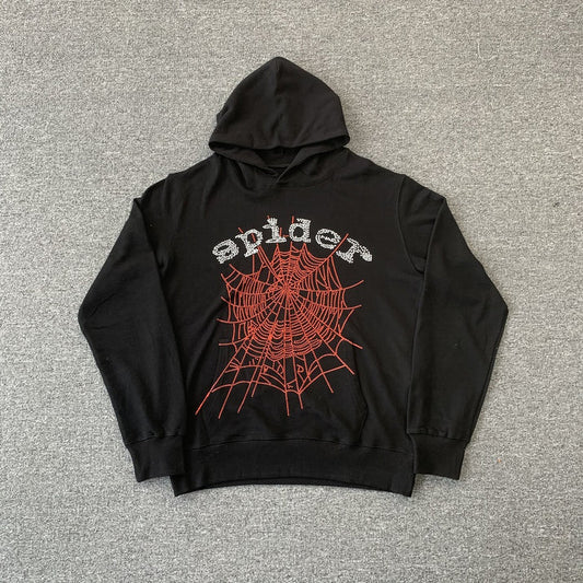 SP5DER OG RHINESTONE BLACK HOODIE