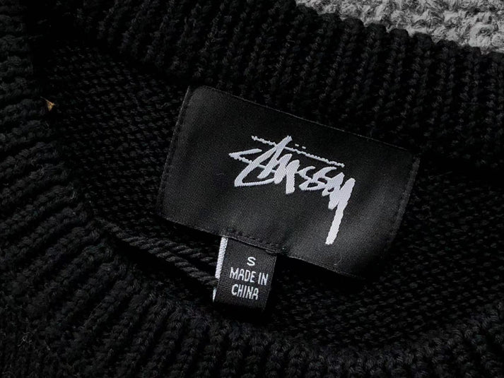 STUSSY CURLY S BLACK SWEATER