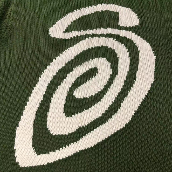 STUSSY CURLY S GREEN SWEATER