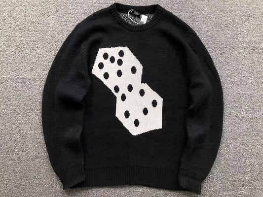 STUSSY WHITE DICE BLACK SWEATER