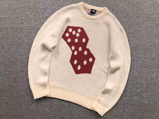 STUSSY RED DICE BEIGE SWEATER