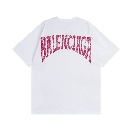 BALENCIAGA BACK WHITE AND PINK T-SHIRT