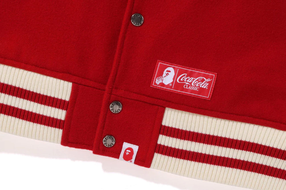 BAPE X COCACOLA RED VARSITY JACEKET