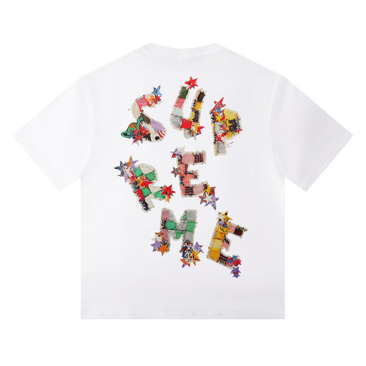 SUPREME PATCHWORK WHITE T-SHIRT