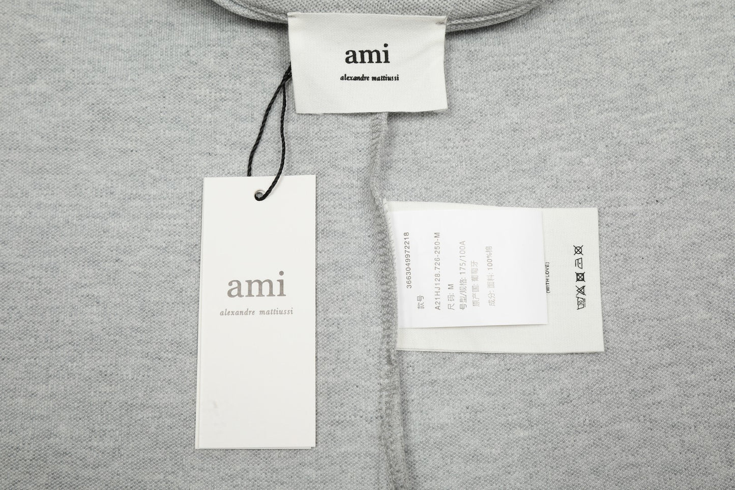 AMI PARIS FULL GREY POLO T-SHIRT