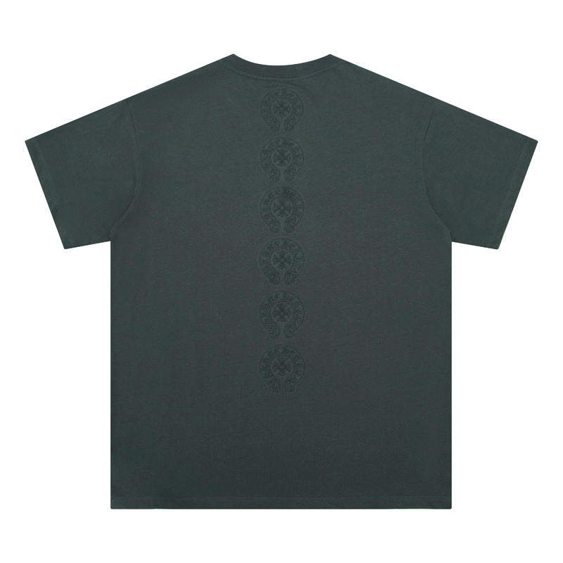 CHROME HEARTS MULTIPLE BACK LOGOS DARK GREEN T-SHIRT