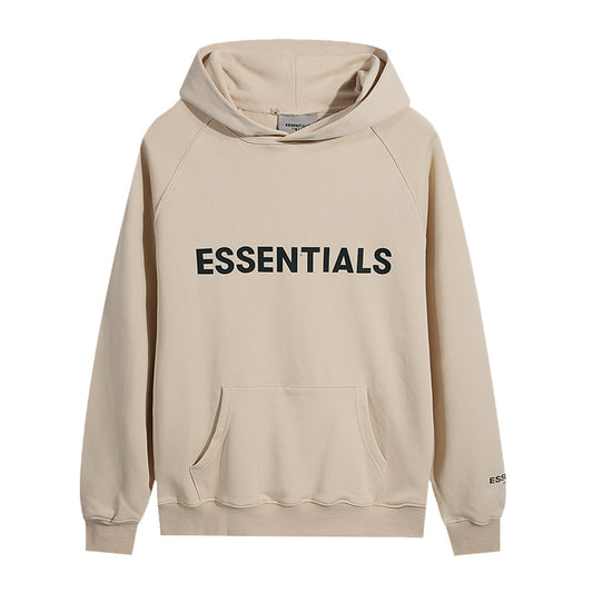 FEAR OF GODS ESSENTIALS APPLIQUE LOGO BEIGE HOODIE