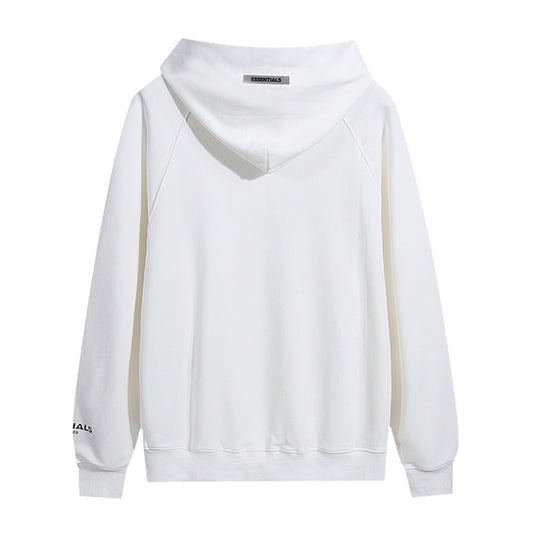 FEAR OF GODS ESSENTIALS APPLIQUE LOGO WHITE HOODIE