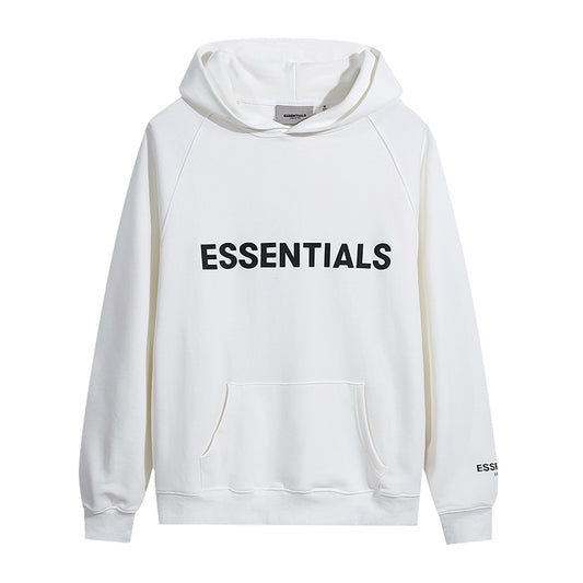 FEAR OF GODS ESSENTIALS APPLIQUE LOGO WHITE HOODIE