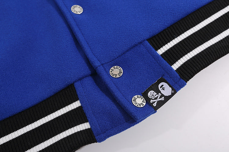 BAPE X NEIGHBORHOOD BLUE VARSITY JACKET