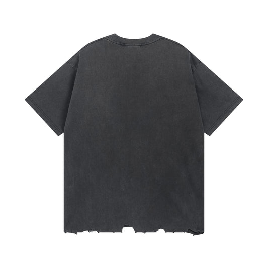 BALENCIAGA  EMBROIDERED LOGO BLACK T-SHIRT