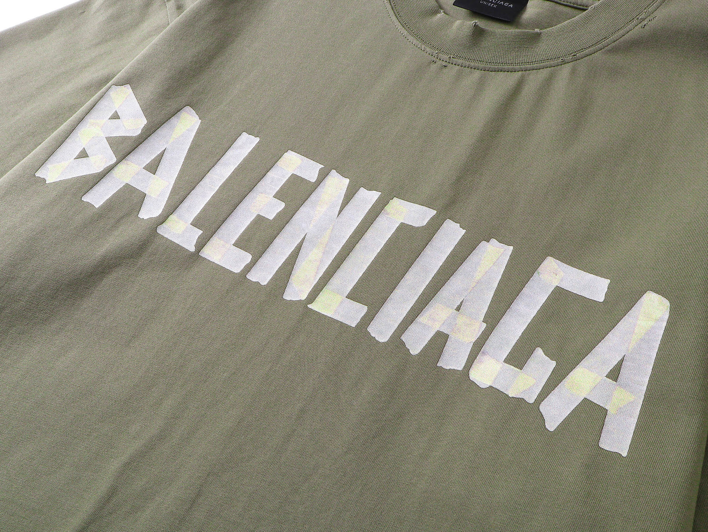 BALENCIAGA TAPE TYPE OLIVE T-SHIRT