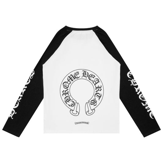 CHROME HEARTS LONG SLEEVE BLACK AND WHITE BACK LOGO T-SHIRT