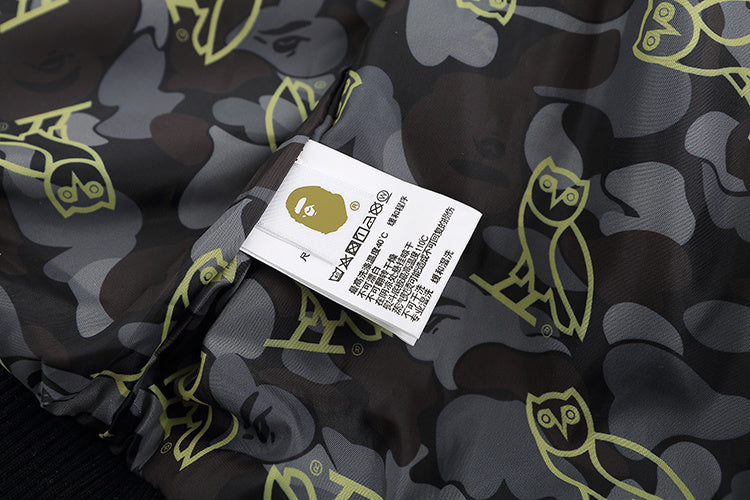 BAPE OVO BLACK AND WHITE VARSITY JACKET