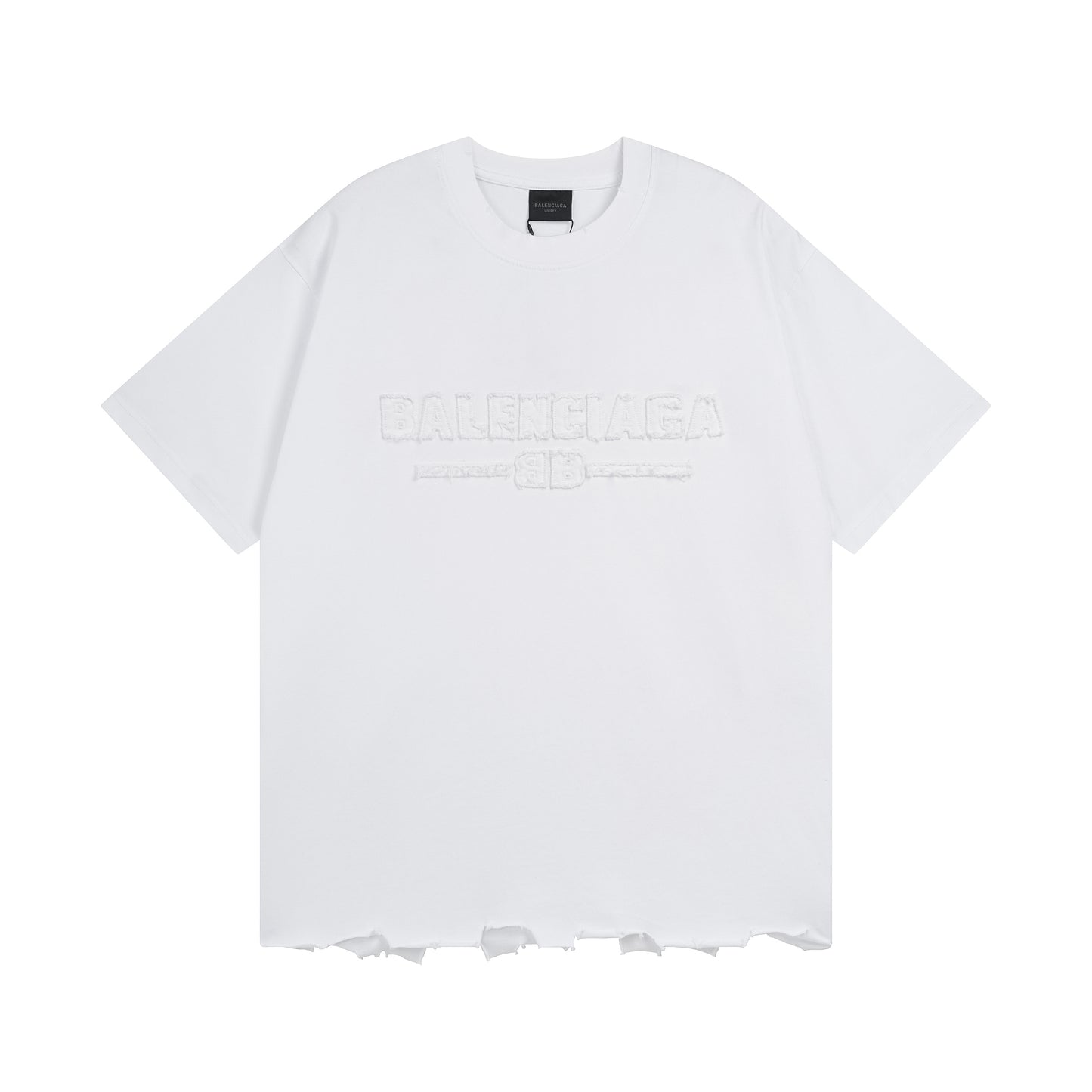 BALENCIAGA EMBROIDERED LOGO WHITE T-SHIRT