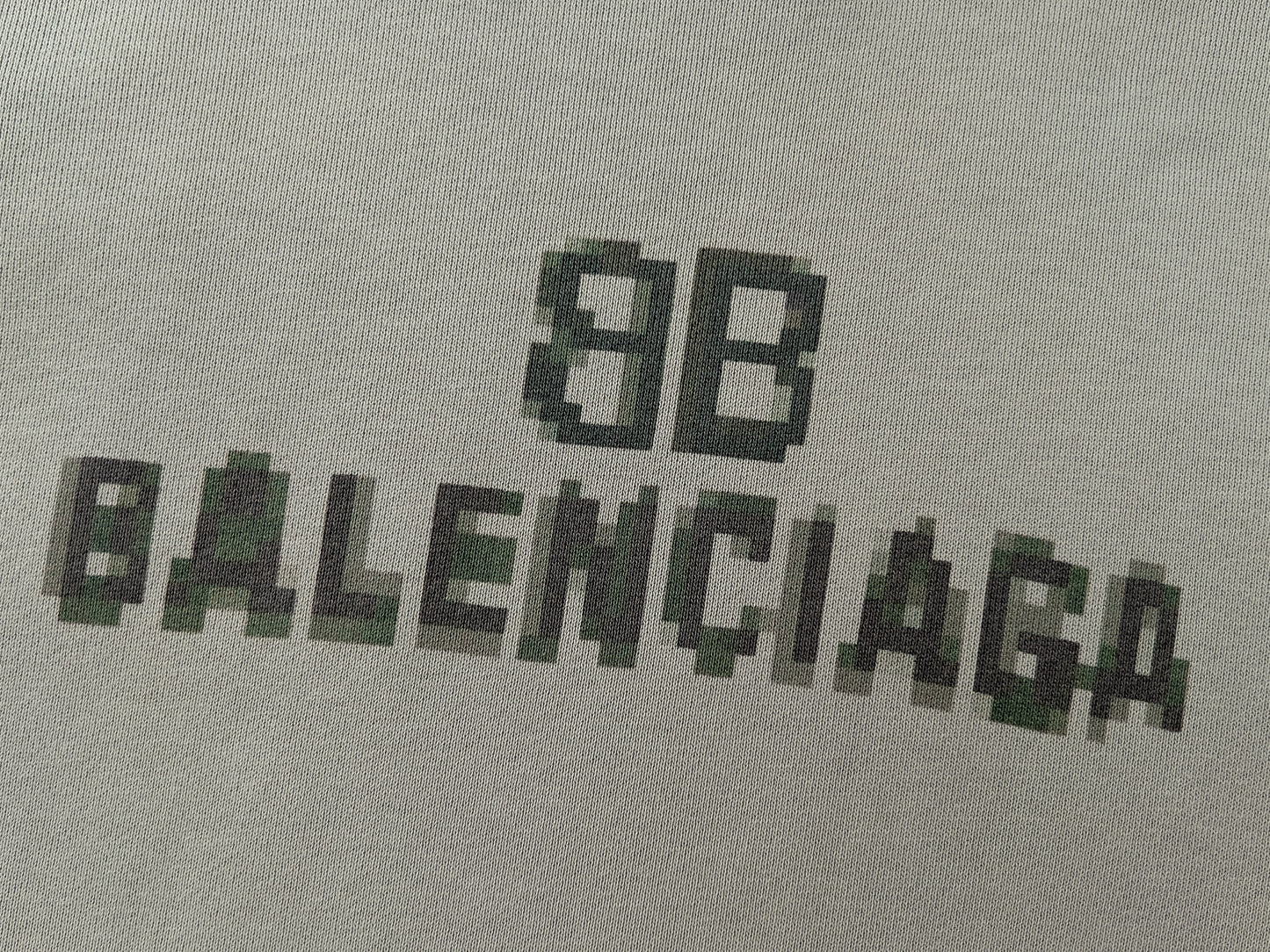 BALENCIAGA EXTRA LARGE PIXEL LOGO GREY HOODIE
