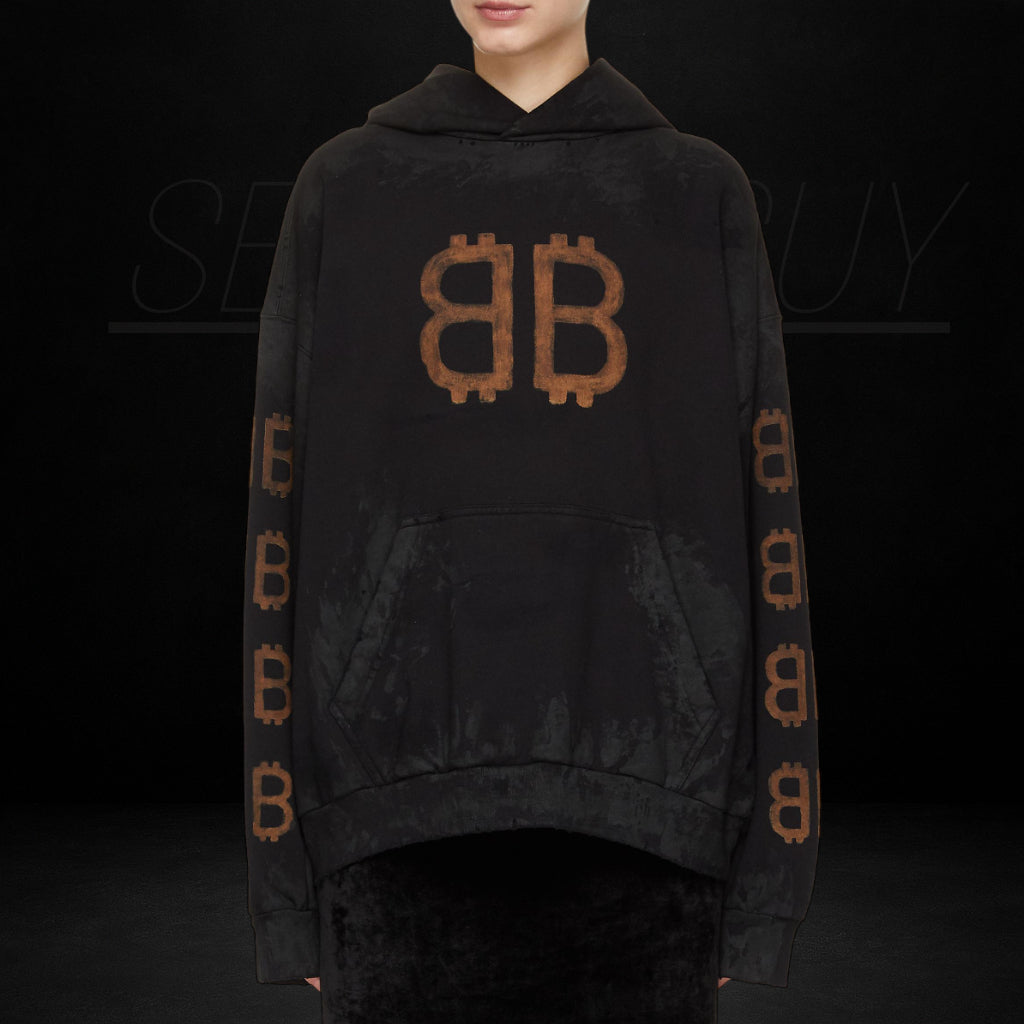 BALENCIAGA BITCOIN STAINED HOODIE