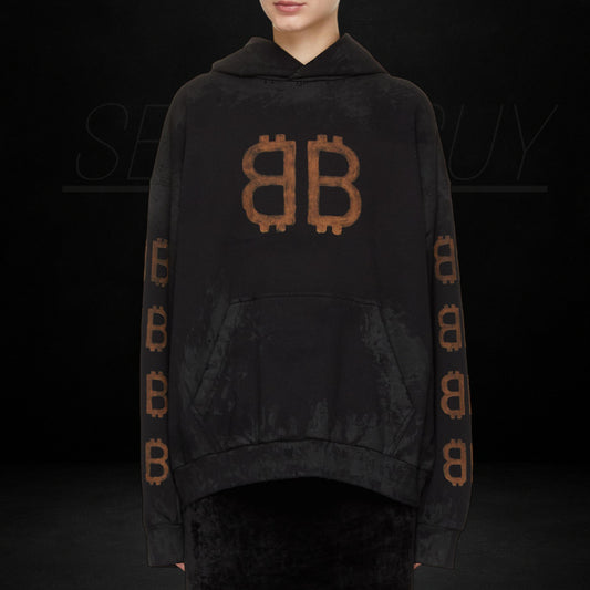 BALENCIAGA BITCOIN STAINED HOODIE