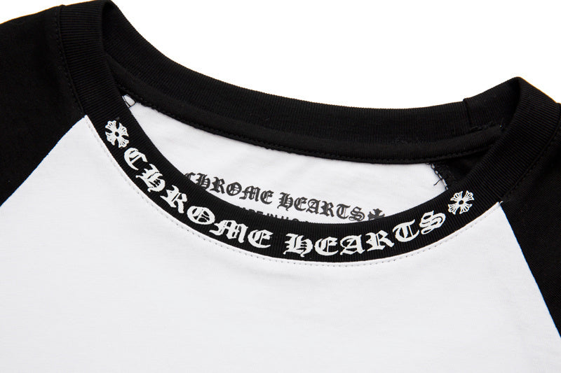 CHROME HEARTS LONG SLEEVE BLACK AND WHITE BACK LOGO T-SHIRT